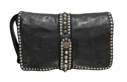 Black Leather Embellished Campomaggi Bag with studs