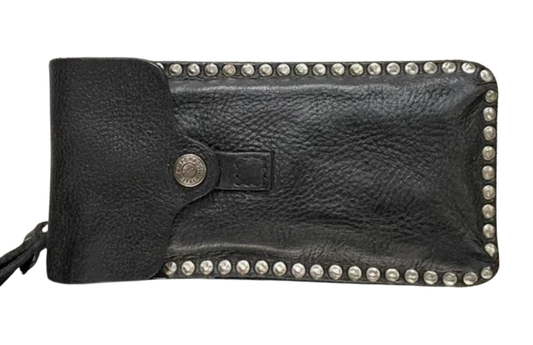 Black Leather Campomaggi Sunglass Holder with studs