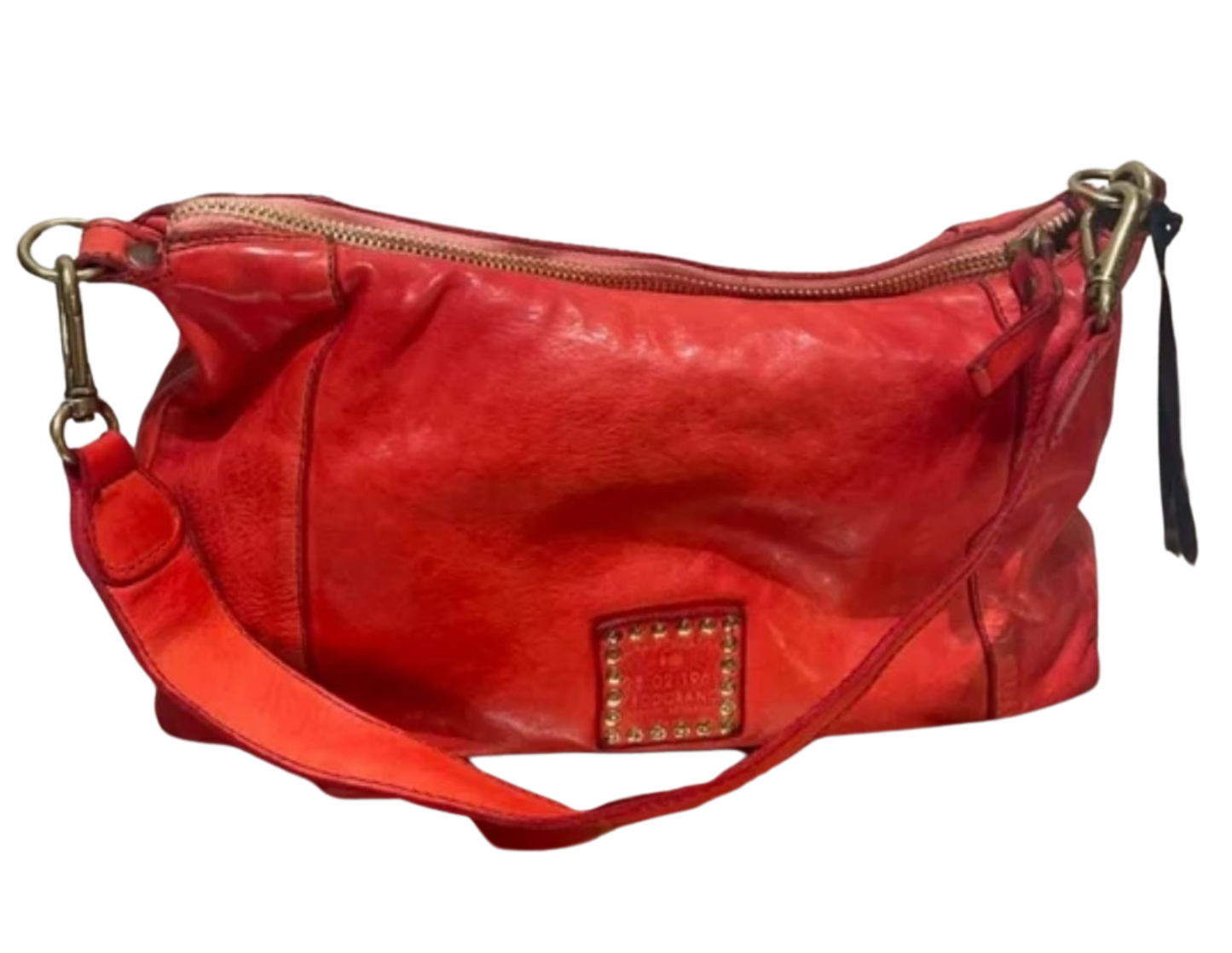 Red leather Campomaggi bag with studs