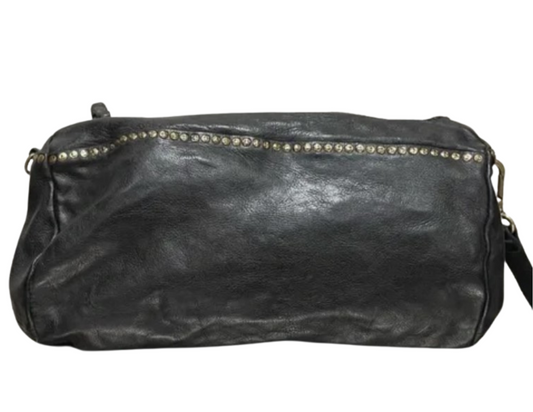 Rectangle Black leather Campomaggi Bag with gold studs