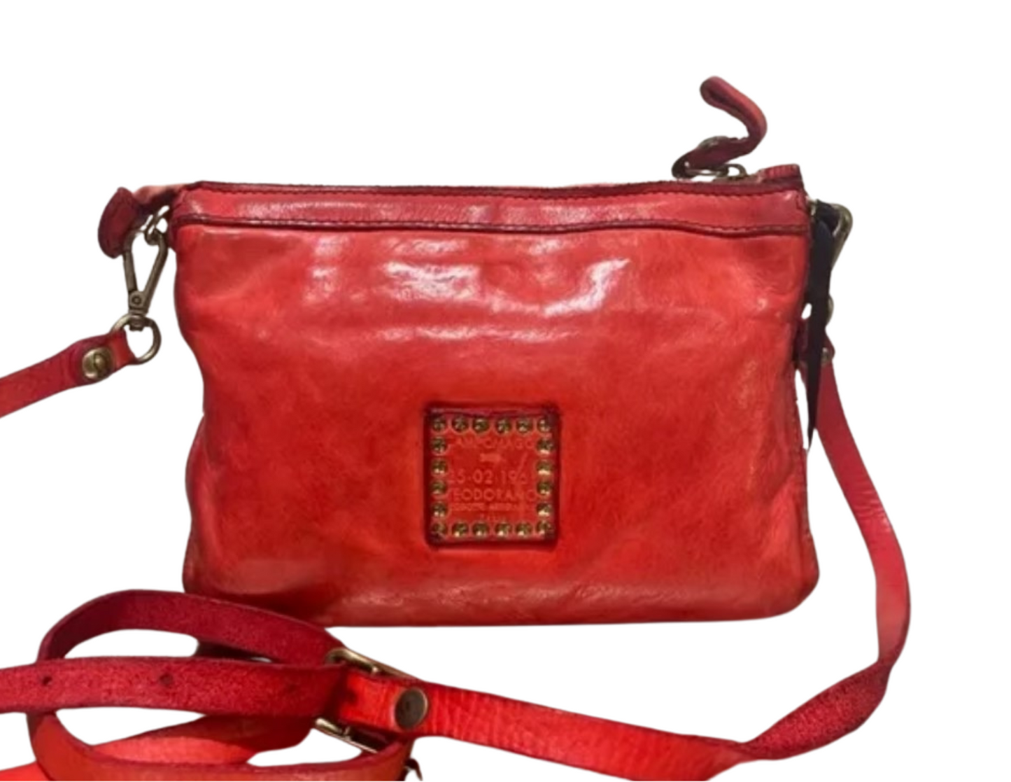 Red leather woven Campomaggi bag