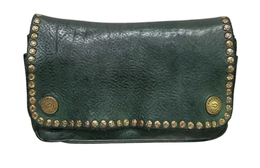 Emerald green leather Campomaggi mini bag with studs