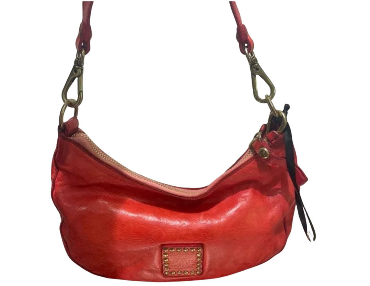 Red leather woven Campomaggi bag