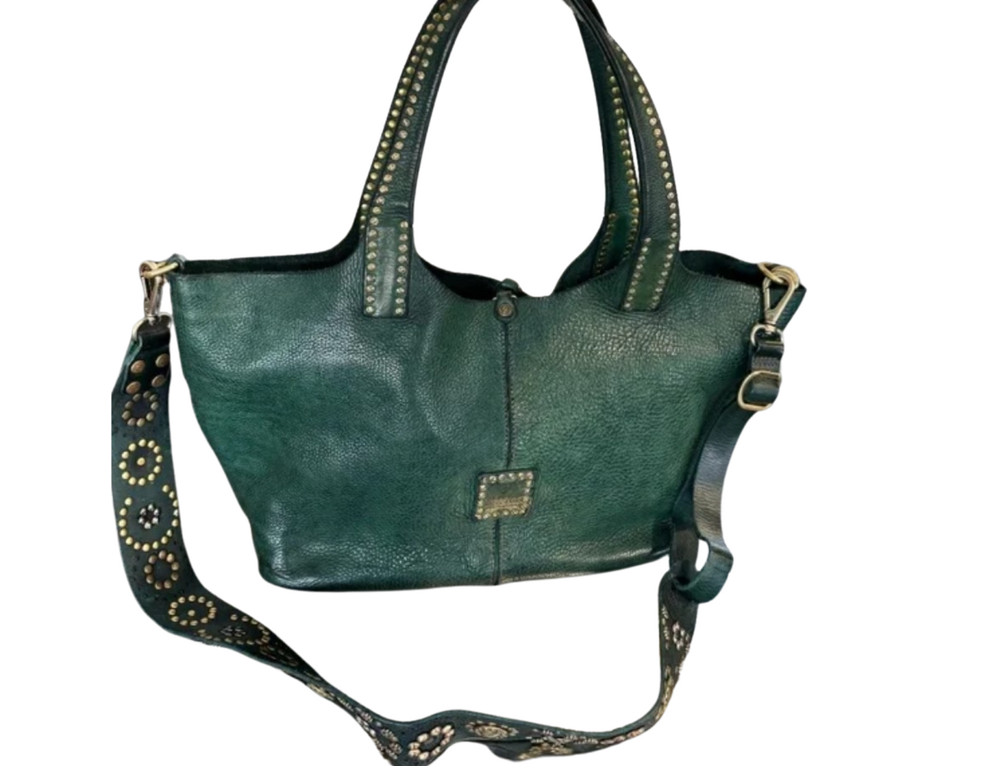 Large Emerald Green Leather Campomaggi Should Bag | Cross Body Bag