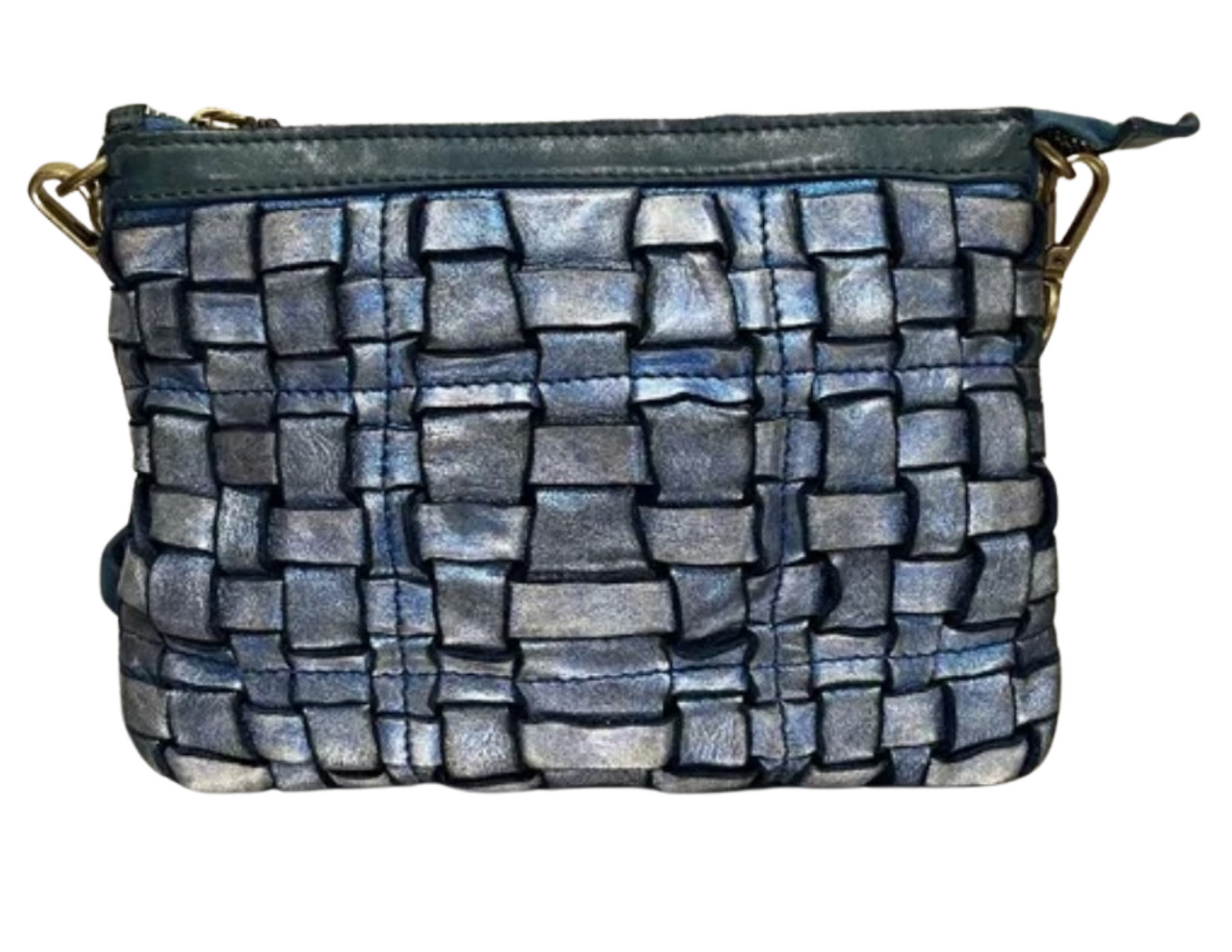 Blue Metallic Leather Woven Campomaggi Bag