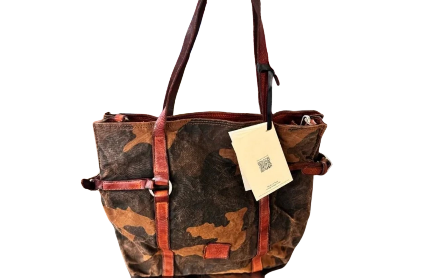 Campomaggi Canvas Camouflage Shoulder Bag in Cognac