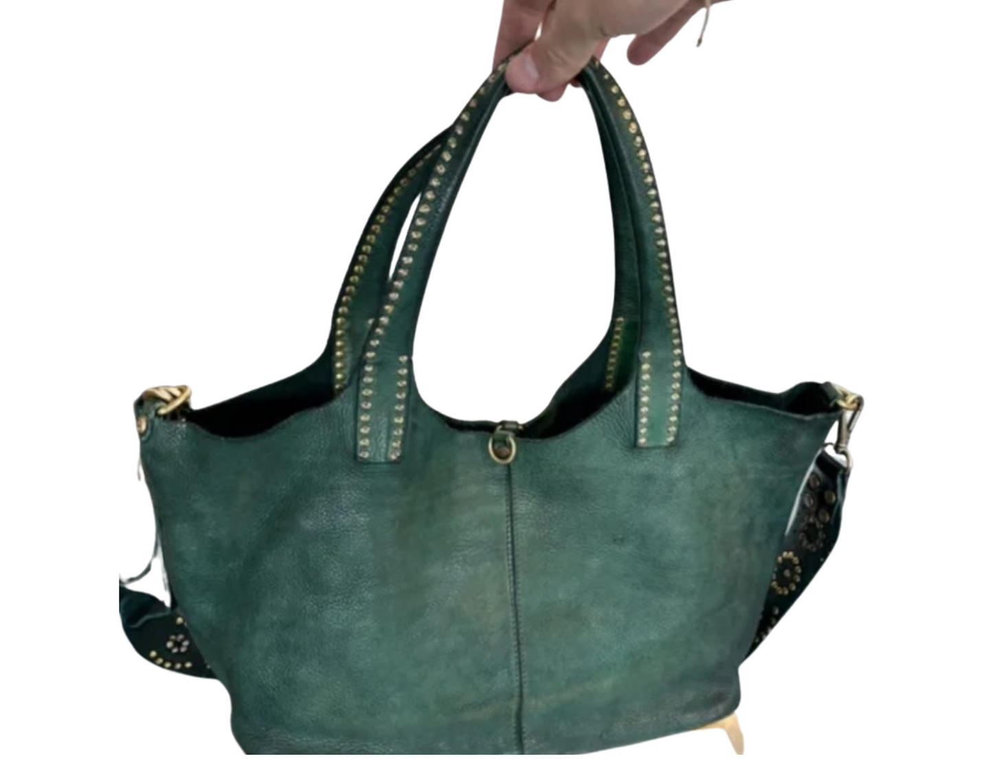 Large Emerald Green Leather Campomaggi Should Bag | Cross Body Bag