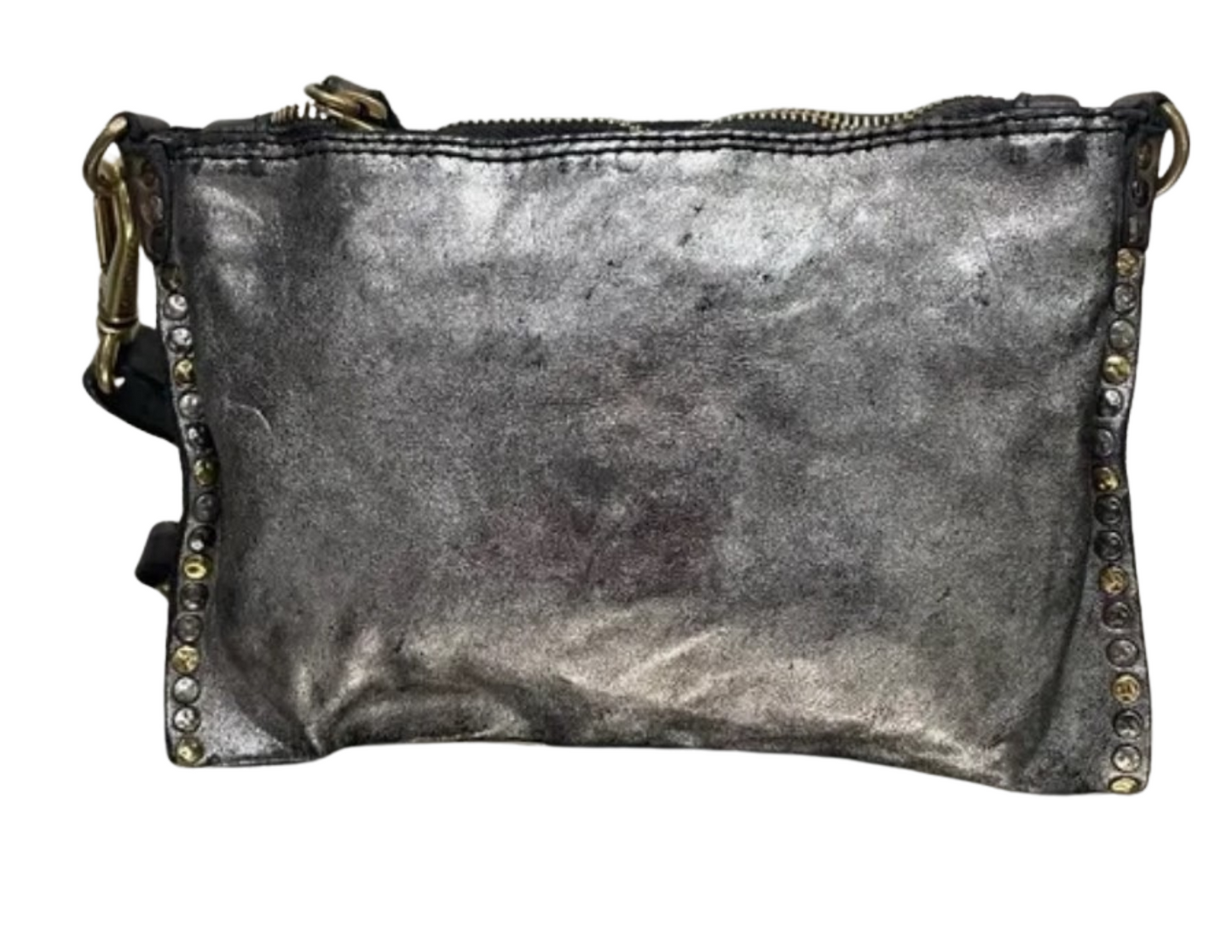 Silver Metallic Leather Campomaggi bag with studs