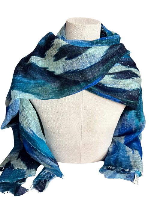 Marine St.Tropez Semi Felted Print Shawl | Mirror in the Sky