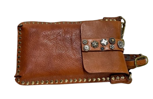 Brown leather Jeweled Campomaggi Phone Holder Bag