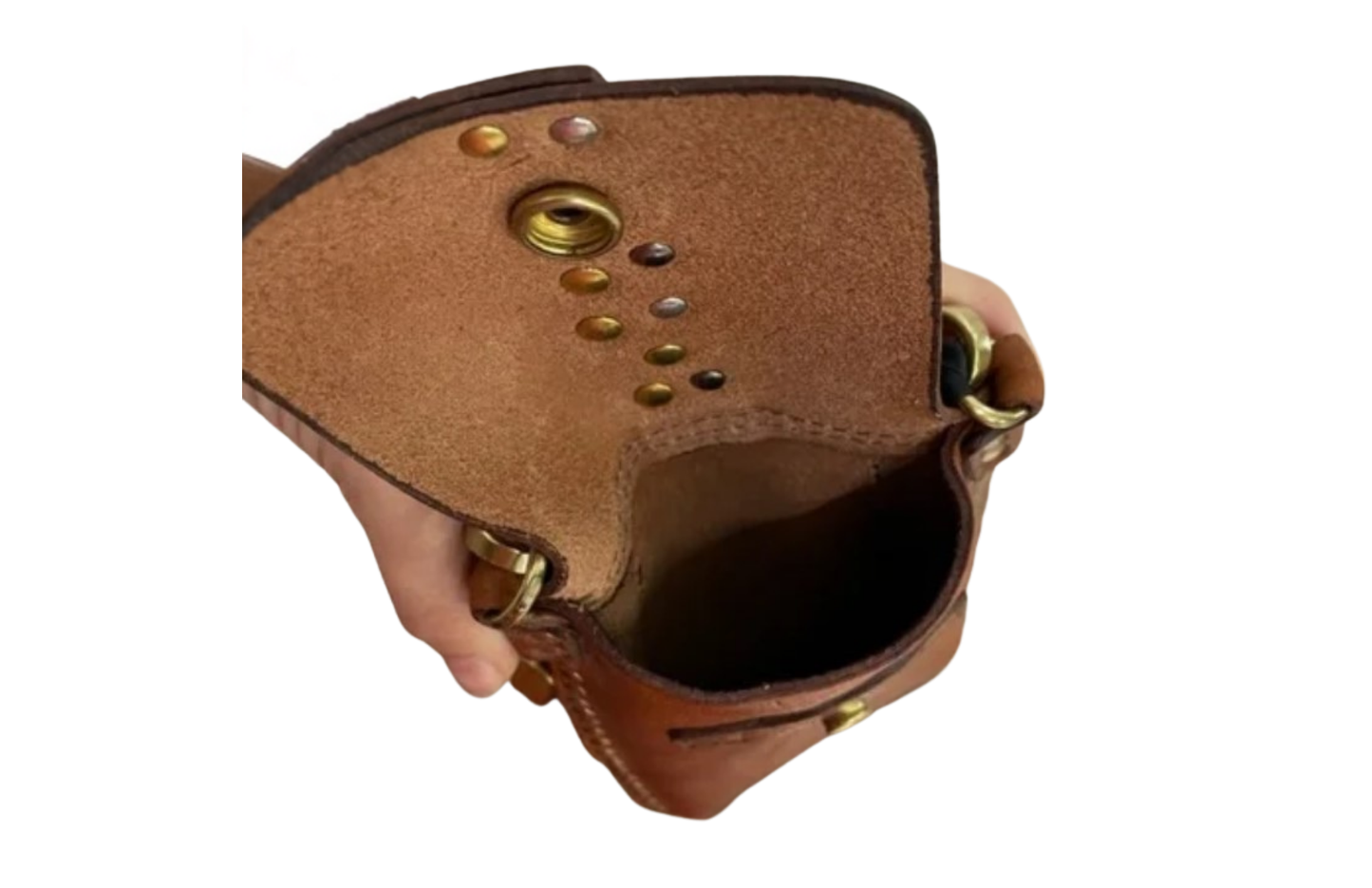 Brown leather Jeweled Campomaggi Phone Holder Bag