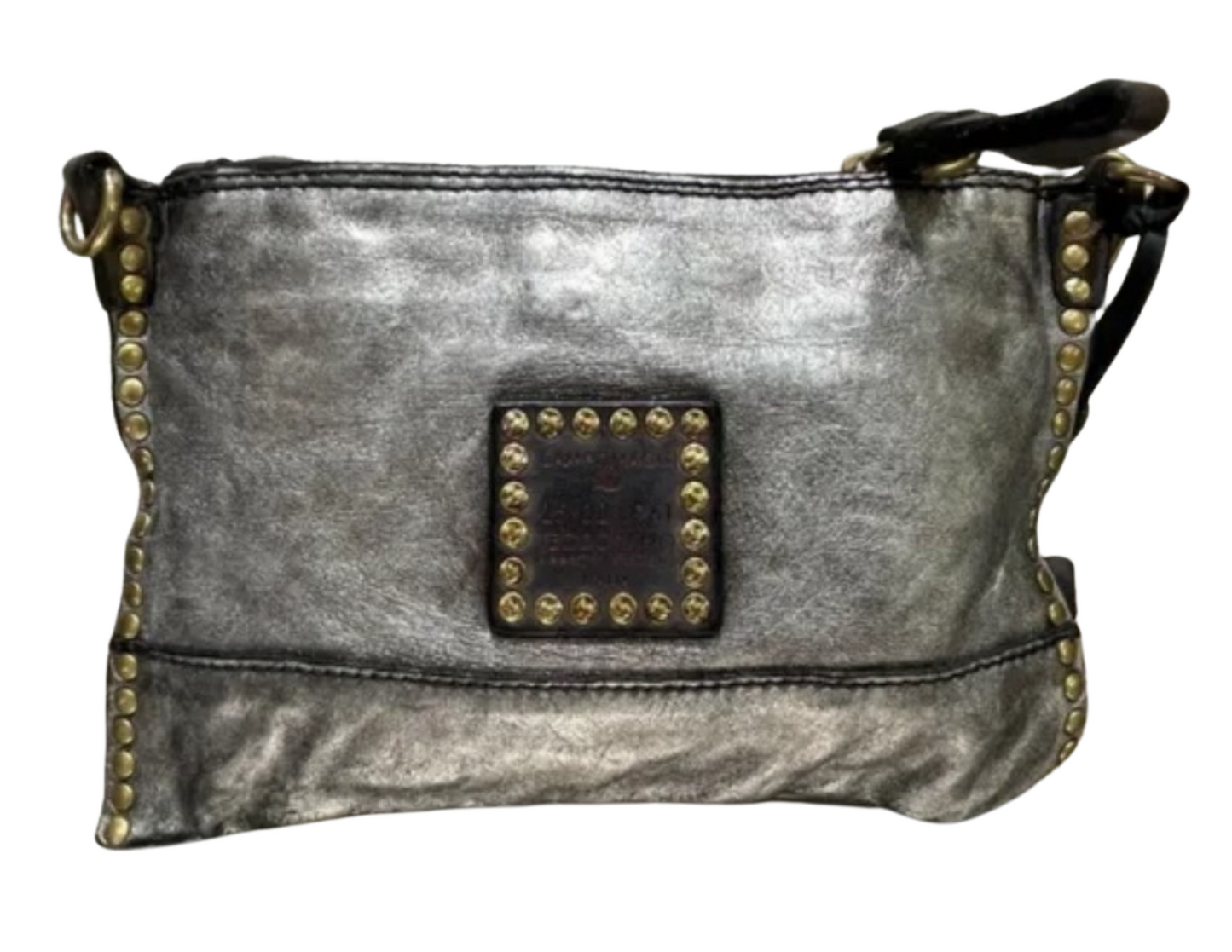 Silver Metallic Leather Campomaggi bag with studs