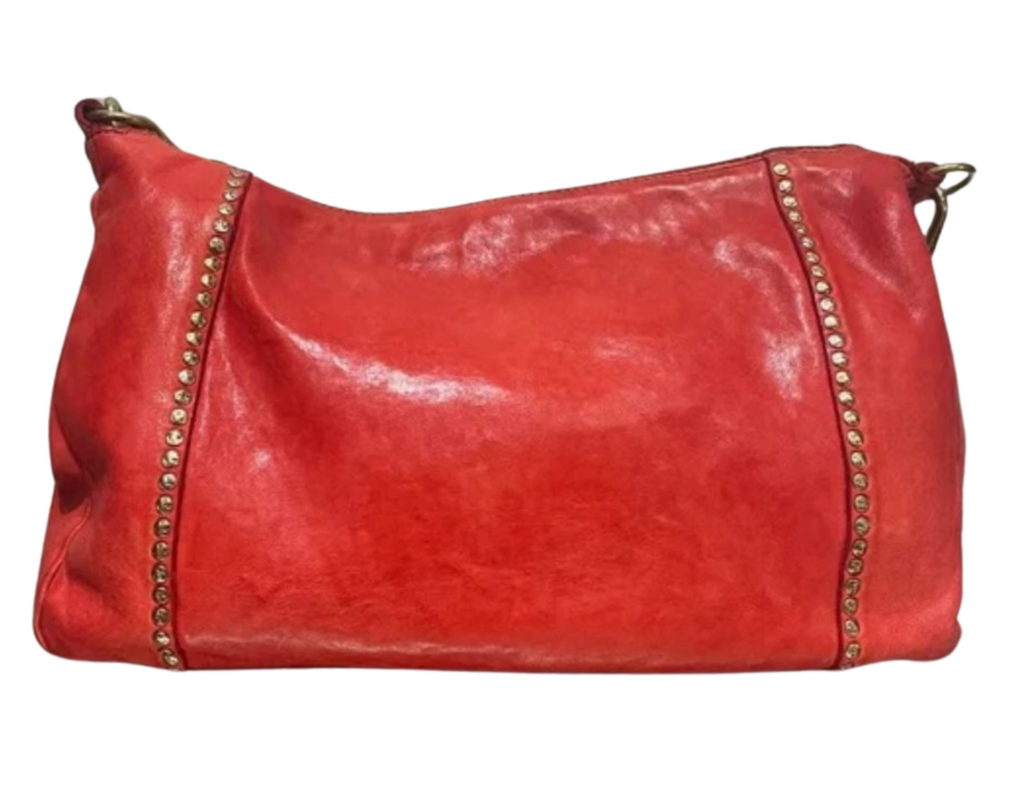 Red leather Campomaggi bag with studs