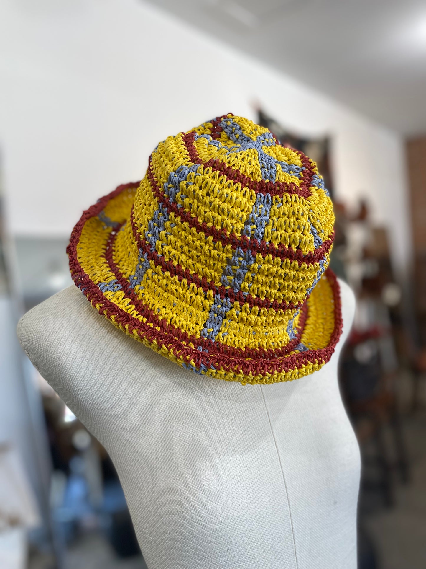 Yellow Paper Woven Hat | Handmade in Italy