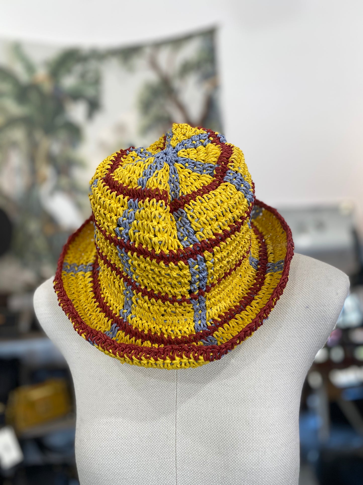 Yellow Paper Woven Hat | Handmade in Italy